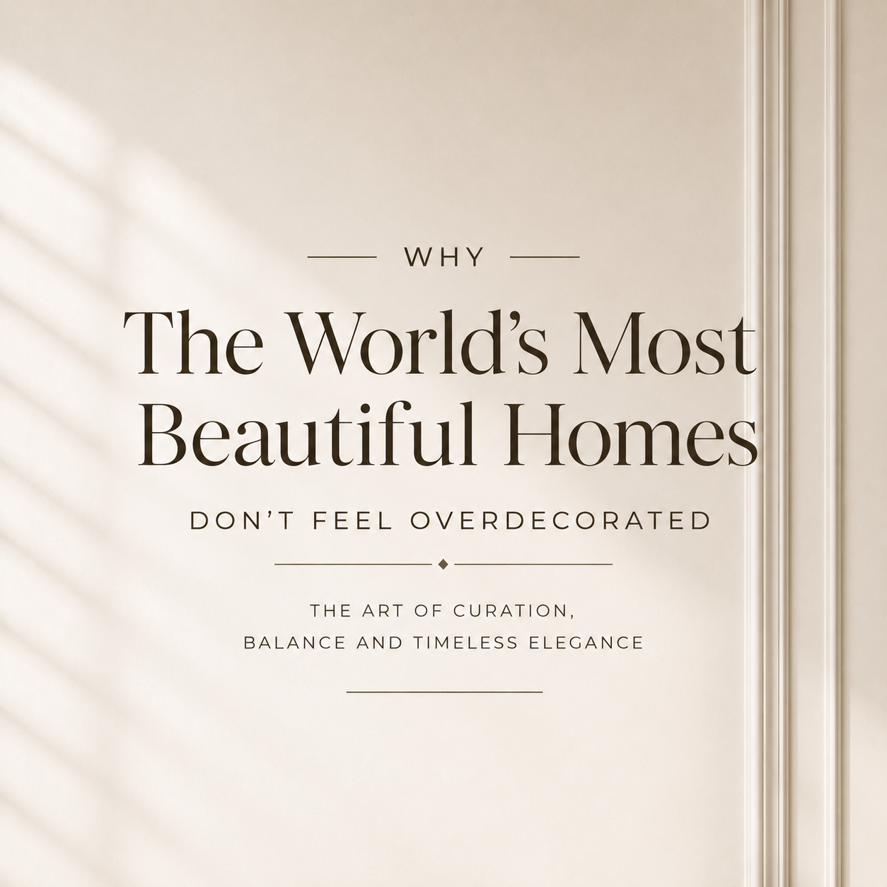 Why the World's Most Beautiful Homes Don't Feel Overdecorated